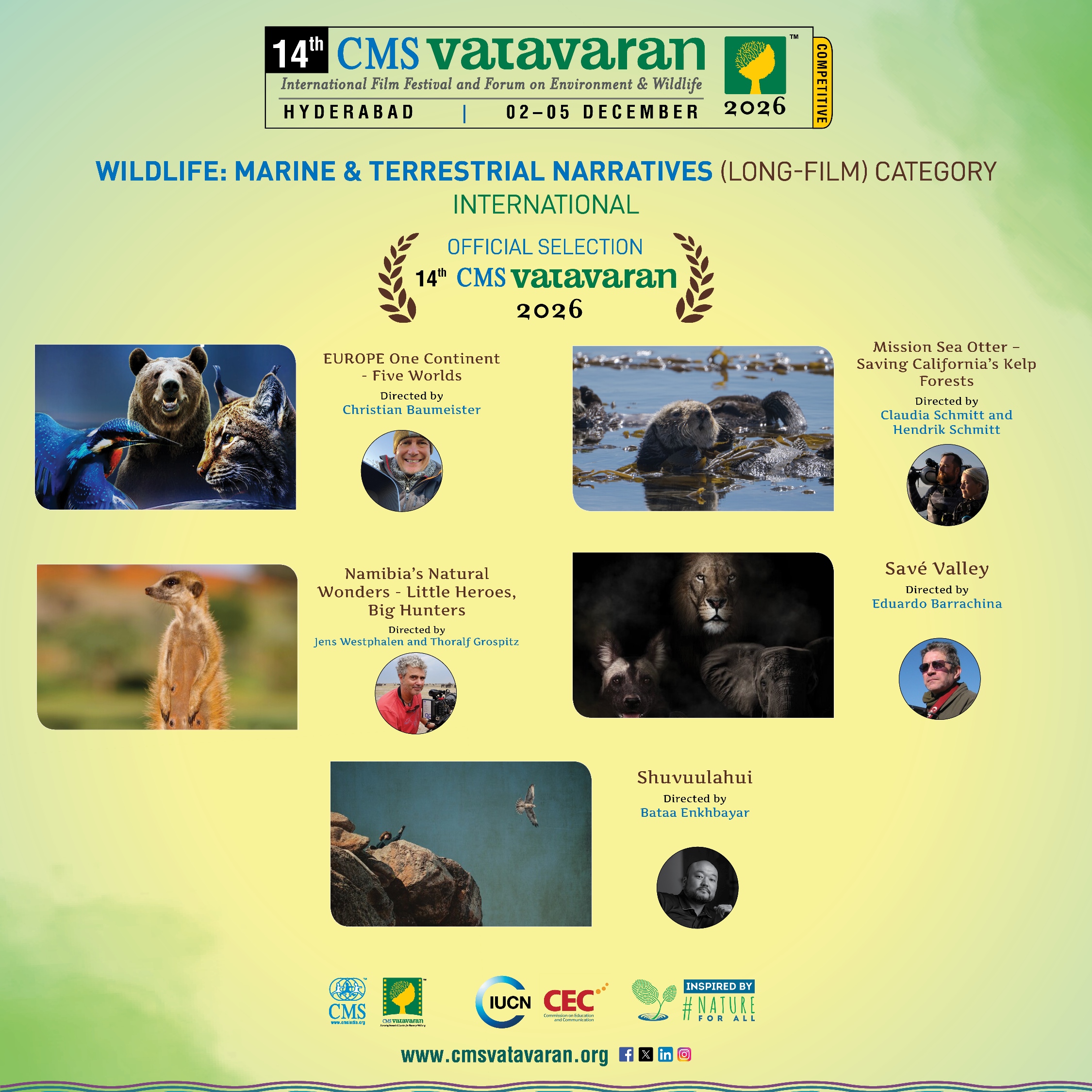 Wildlife: Marine & Terrestrial Narratives — Short Film — International Nominations